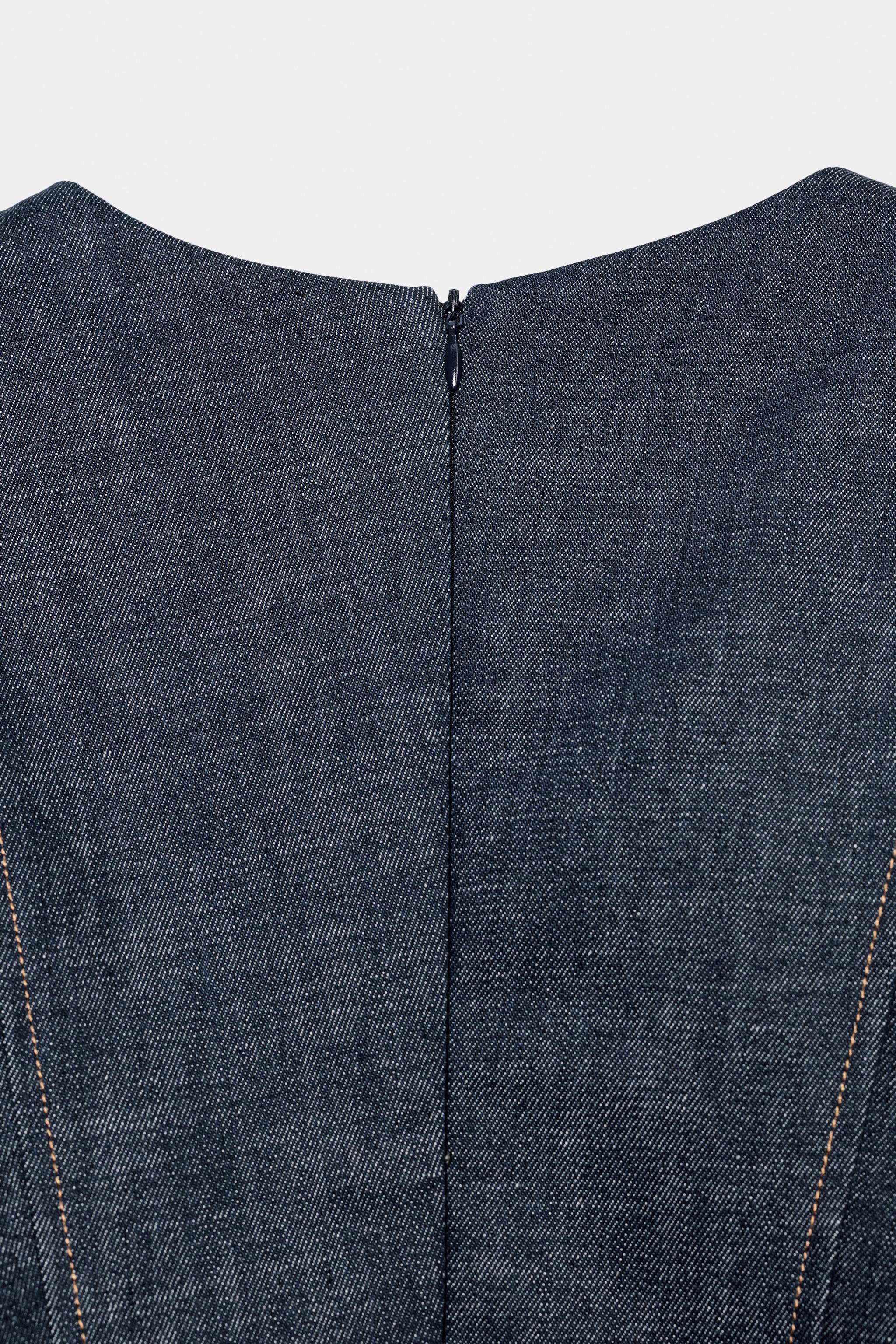 ZW COLLECTION PUFF SLEEVE DENIM BLOUSE